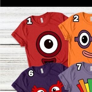 Numberblocks Number 1 Adult Large Colorful Cartoon Character T-Shirts